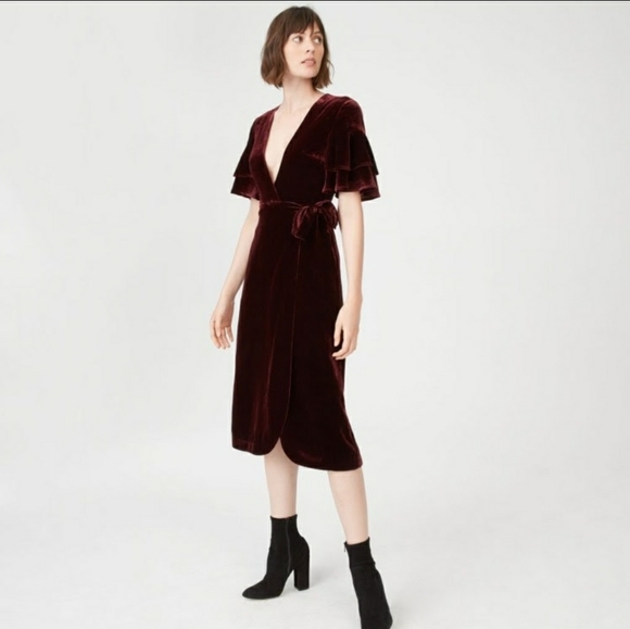 Club Monaco Dresses & Skirts - Club monaco velvet tay wrap midi dress size 0